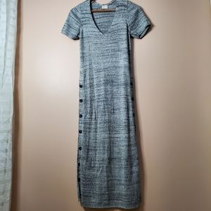 Anthropologie Postmark 9-Hi5 STCL Marled Gray Knit Maxi Dress Size Small